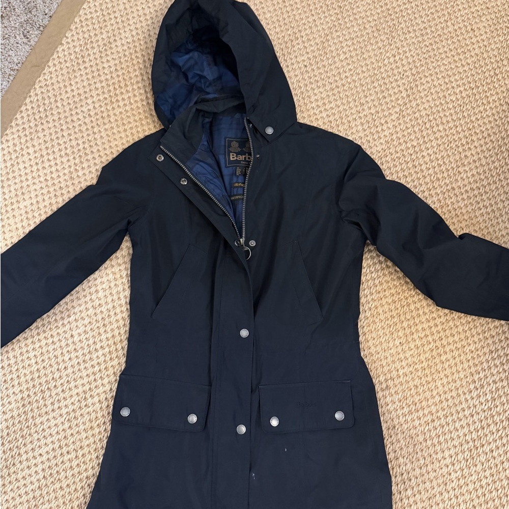 Barbour Navy Hooded Trench Coat